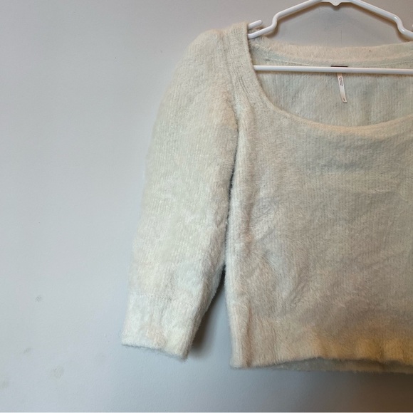Free People Moonbeam 3/4 Puff Sleeve Pullover Pullover Ivory Small - Picture 3 of 4